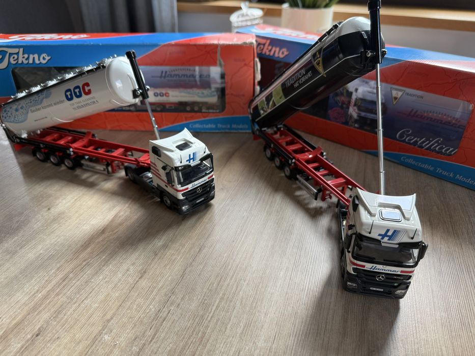 Dwa Modele 1/50 Mercedes z naczepa TEKNO certyfikaty (nie wsi imc nzg)