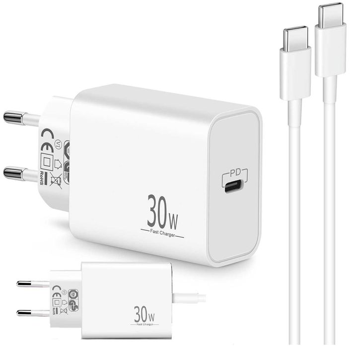 Ładowarka USB C 30W PD QC Kabel Typu C Szybkie Ładowanie Uniwersalna