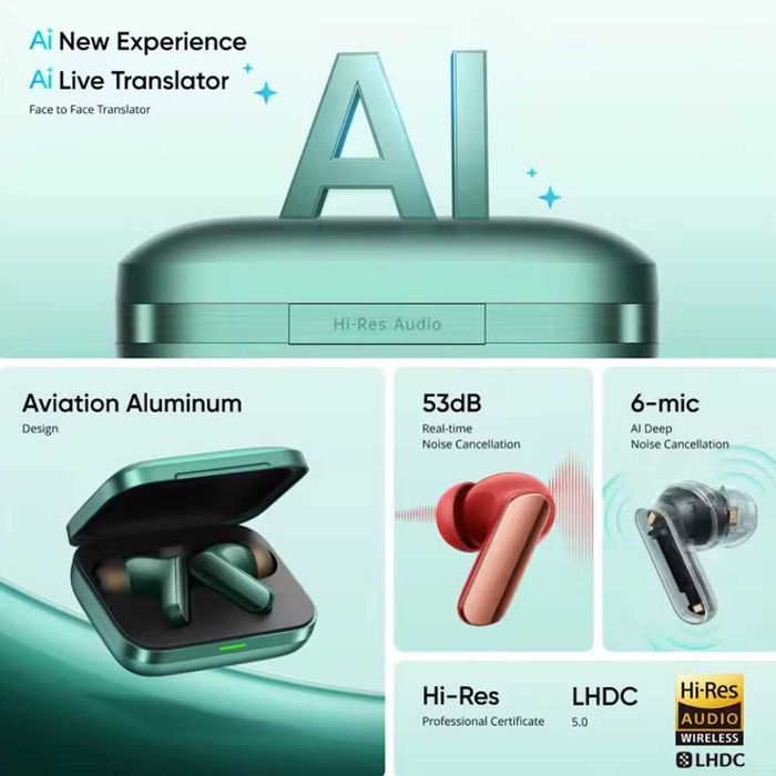 Навушники Realme Buds Air7 Pro AI 53dB ANC Dual-dac Driver LHDC 5.0