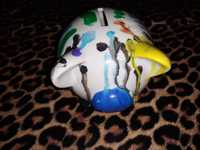 Креативная свинья копилка белая керамика с узорами статуэтка игрушка