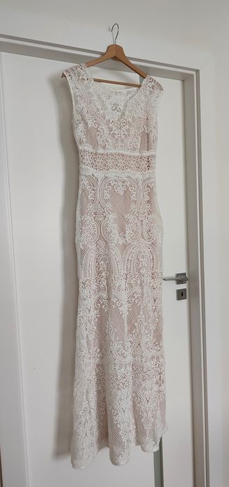 Suknia ślubna Boho koronka miękka długa syrena