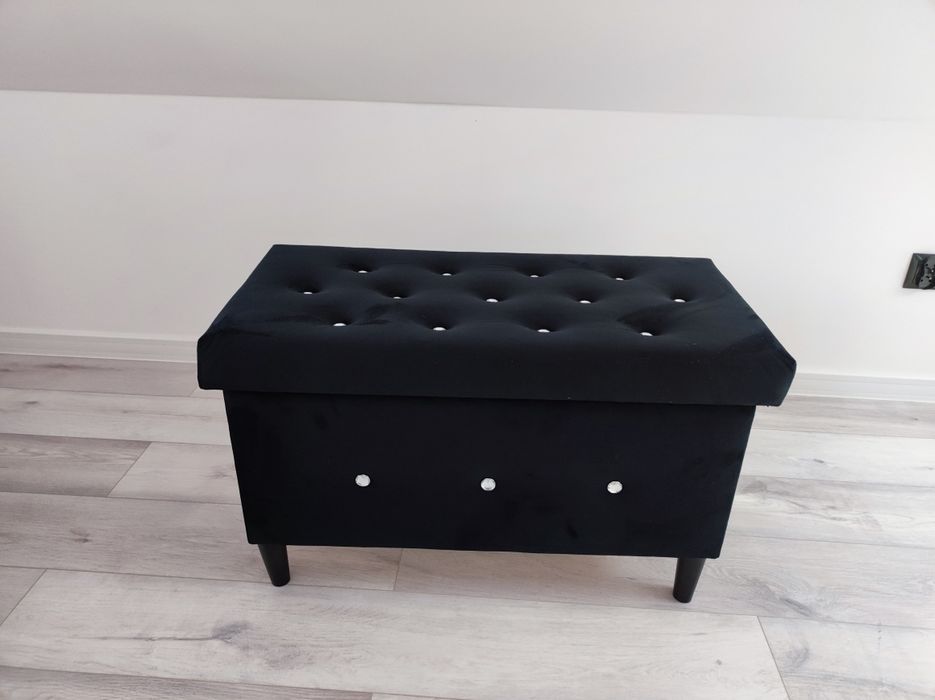 Pufa Pikowana cyrkonie Glamour Otwierana Duża guziki Tapicerowana loft