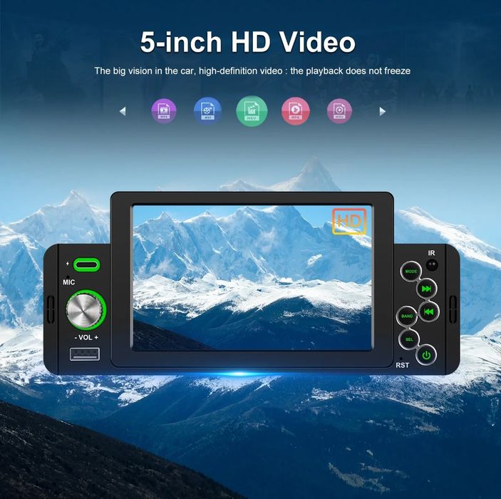 Rádio 1din 5 polegadas CARPLAY Android auto Bluetooth RDS NOVO