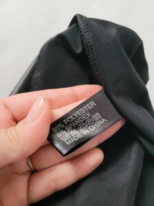 Czarne połyskujące legginsy z zamkiem casual M L 38 40 wysoki stan
