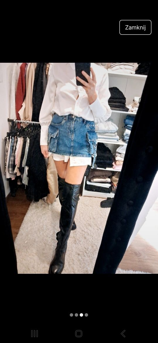 Spodniczka krótka mini jeans cargo