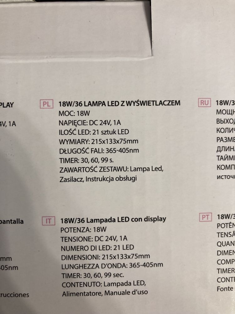Lampa LED 18W/36 z wyświetlaczem NeoNail