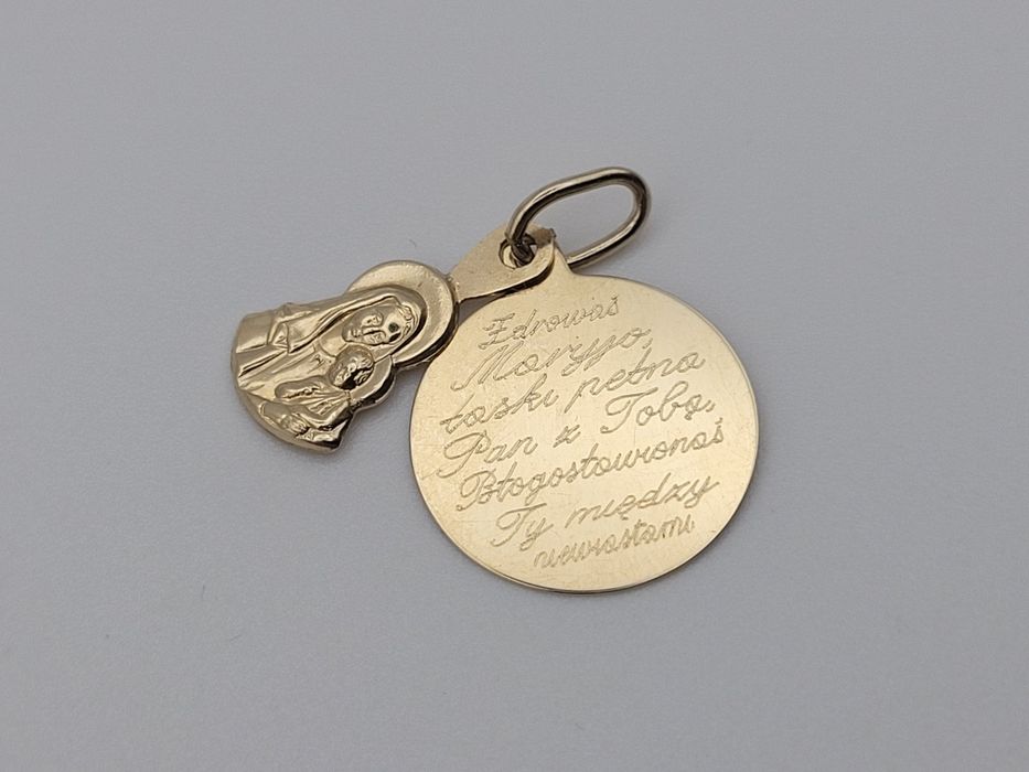 Nowy złoty medalik, złoto próby 585, Matka Boska Maryja modlitwa