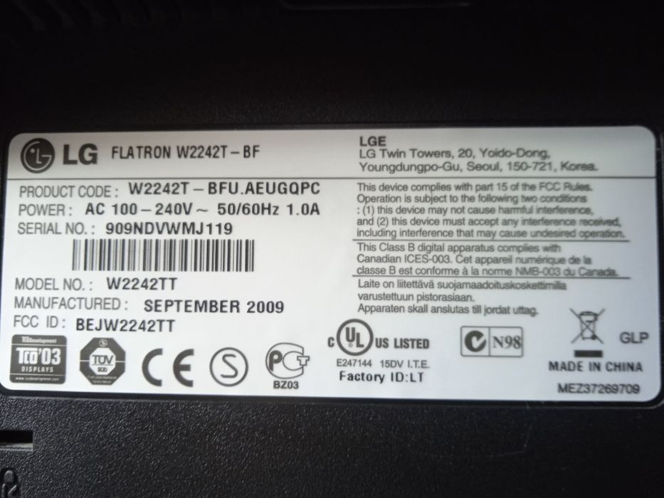 Монітор Lg w2242t