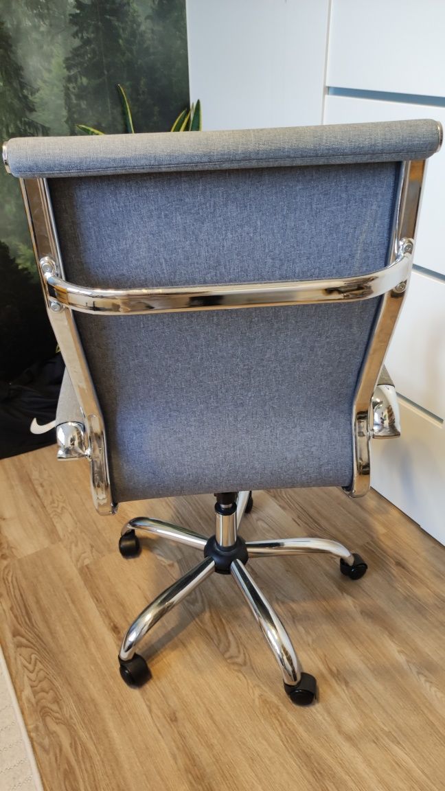 Krzesło obrotowe szare materiał