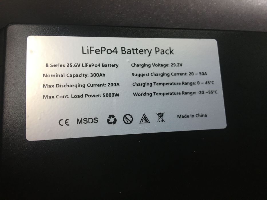 Акумулятор LiFePo4 24в,  300А*г,  7.68кВт*г