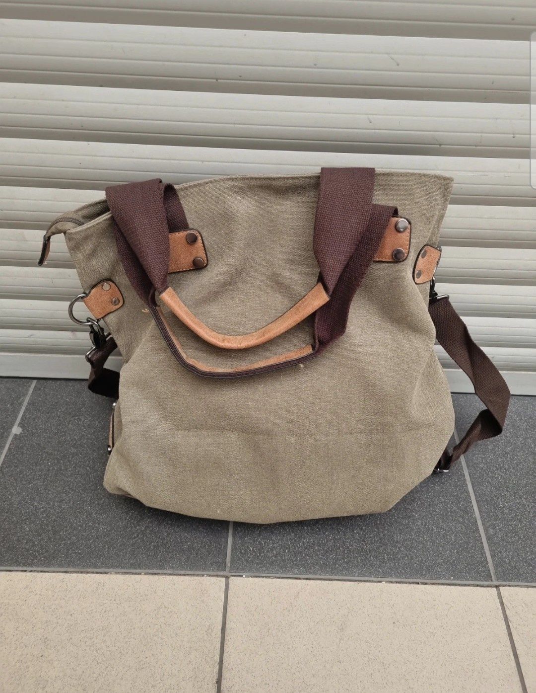 Shopper khaki duża