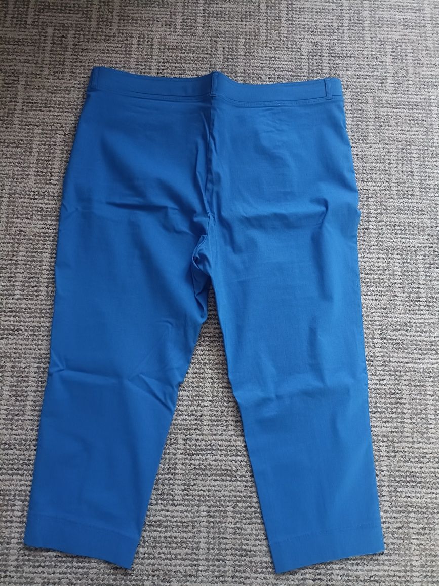 Kobaltowe spodnie przed kostkę plus size z wiscozy
