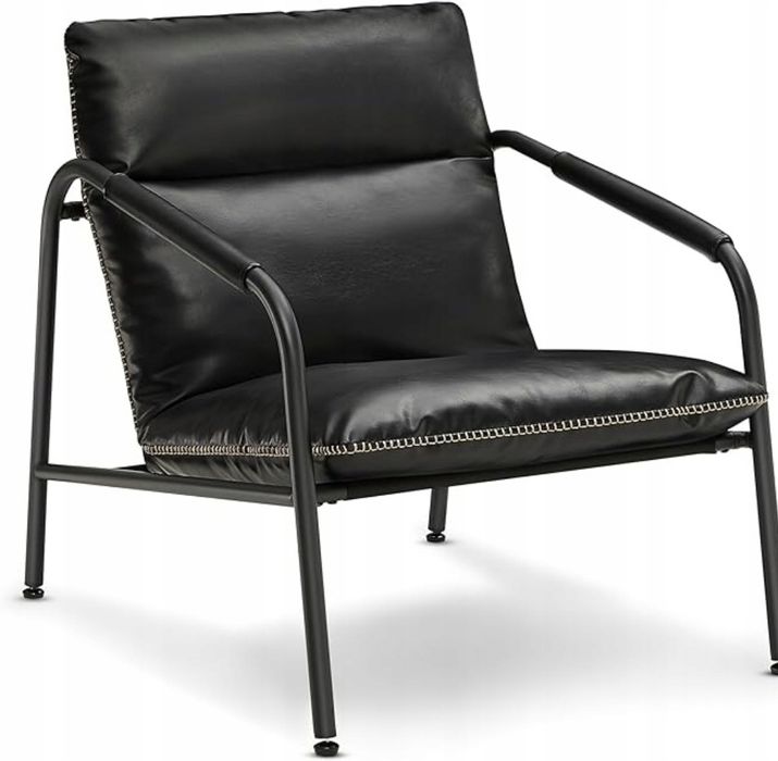 Stylowy fotel wypoczynkowy, czarny, nowoczesny do salonu, biura, wygod