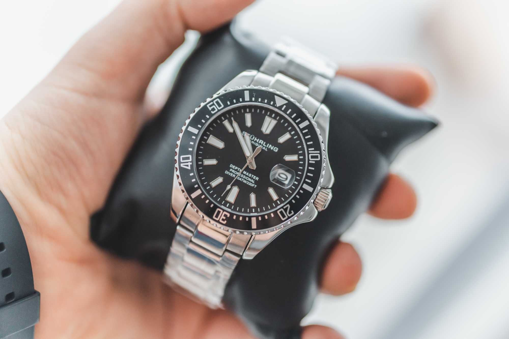 Nowy Zegarek Stührling Original Depthmaster 3950A Diver czarny