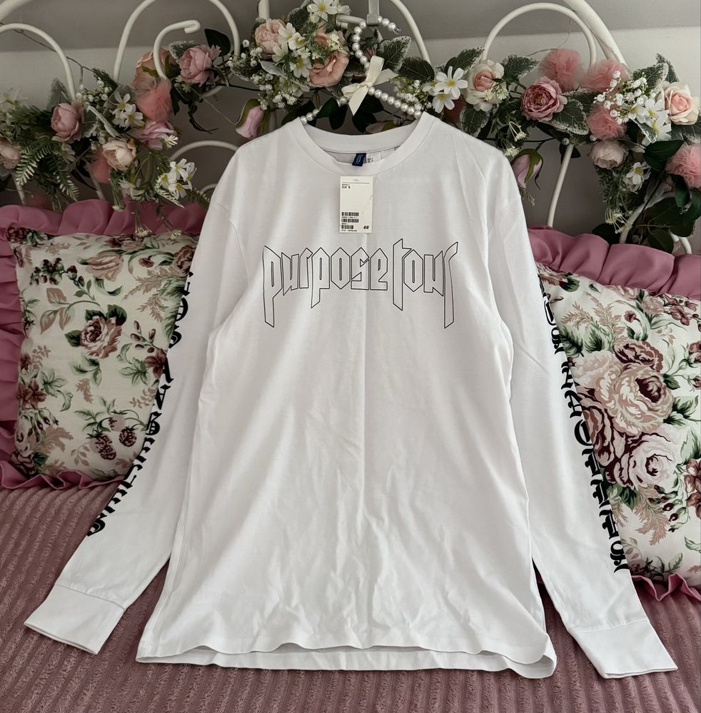 Bluza H&M purpose biała S Justin Bieber