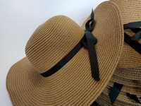 Женская элегантная шляпка с широкими полями, соломенная