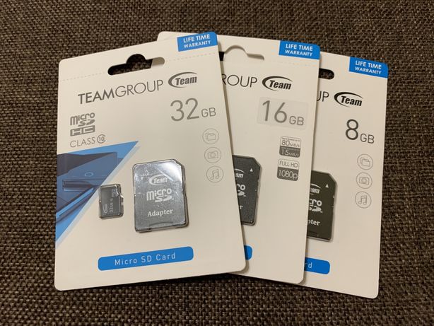MicroSD TEAMGROUP 8, 16, 32Gb Class 10