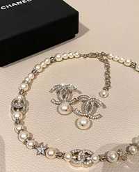 Chanel23 star pearl necklace earrings