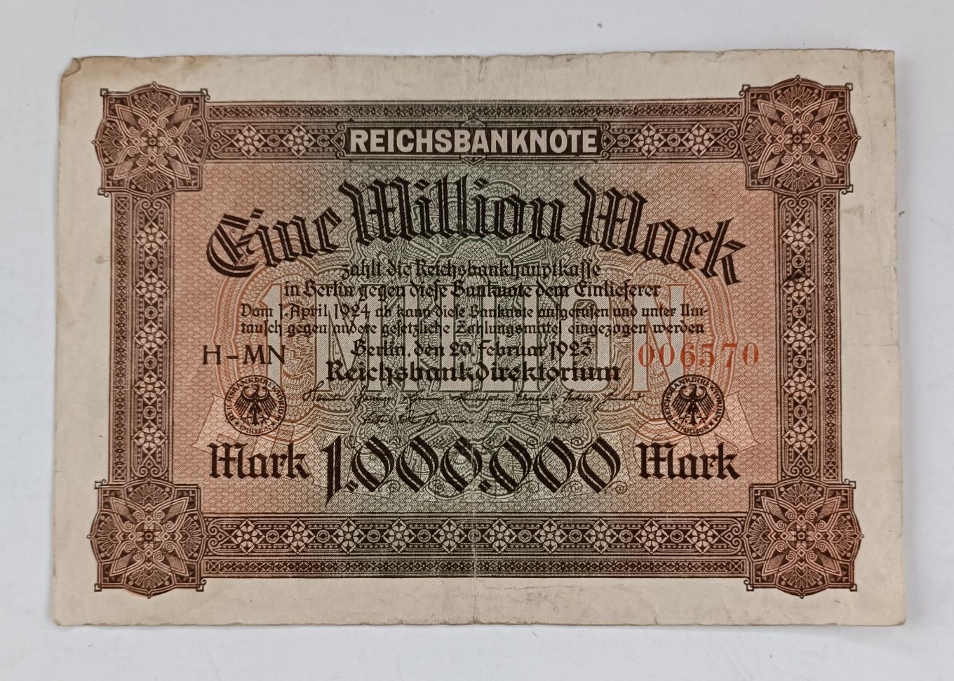 banknot 1mln marek, 1923 , państwo Niemcy