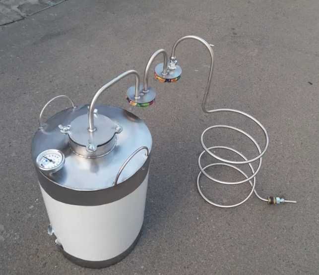 Дистиллятор, змеевик с двумя сухопраниками под НЕ проточную воду