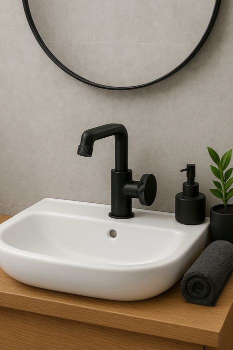 Loftowa bateria umywalkowa Laveo Muro czarny