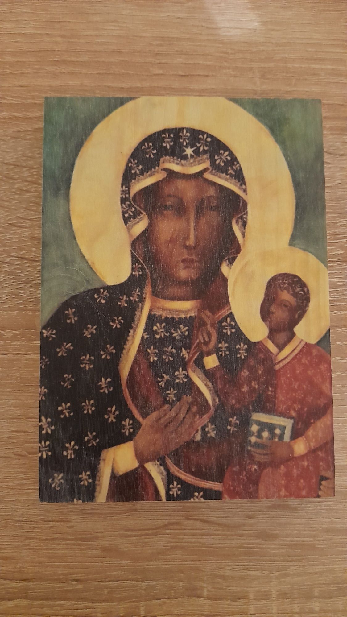 Obrazek drukowany bezpośrednio na drewnie-Matka Boska Częstochowska