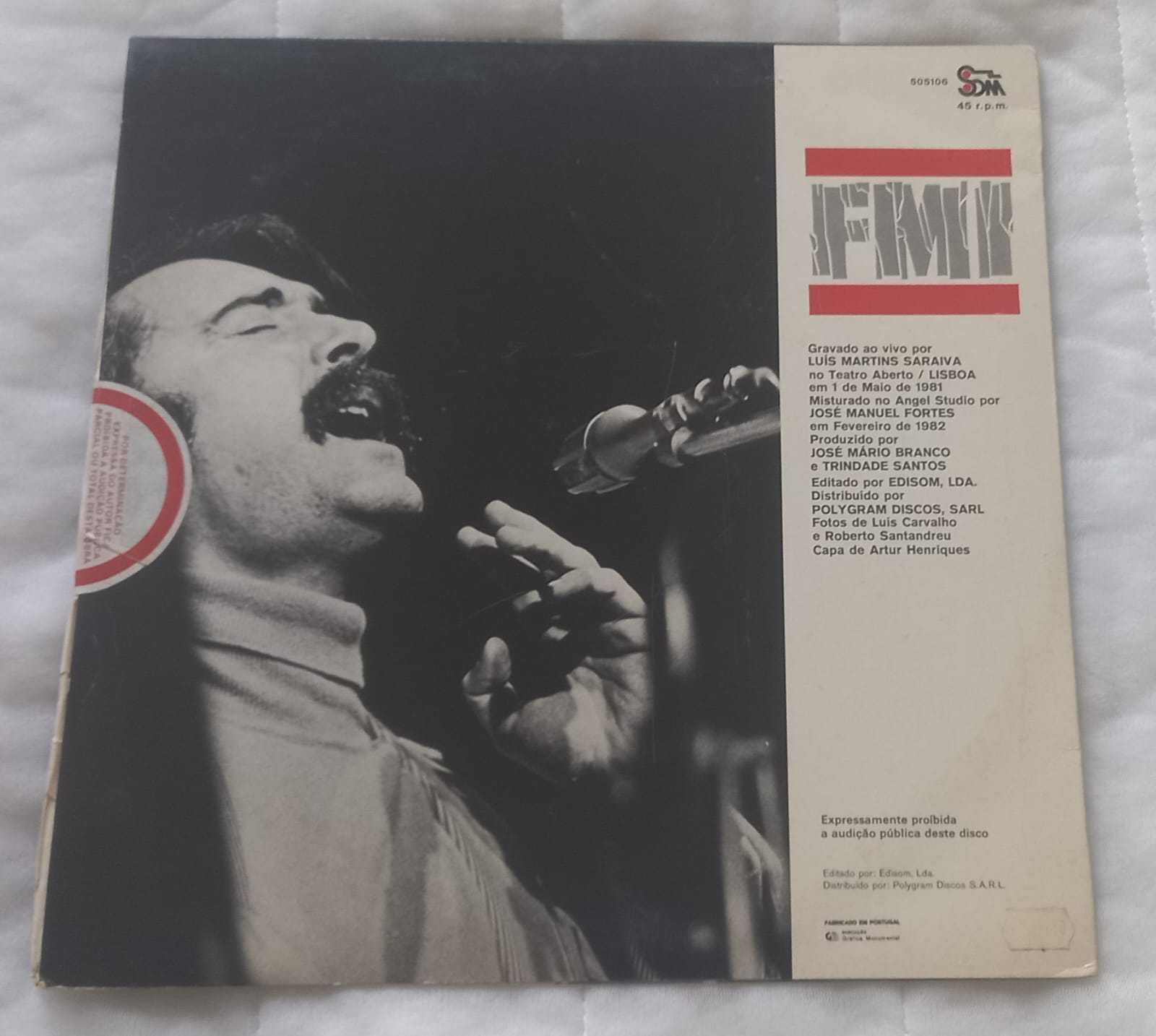José Mário Branco ‎– F.M.I. LP/Maxi - 1982 Raro Portugal