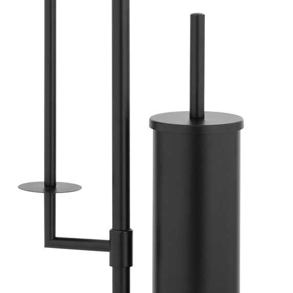 Stojak na papier toaletowy szczotka WC + uchwyt Czarny Bambus Chrom