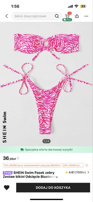 Dwuczesciowy rozowo bialy stroj kapielowy