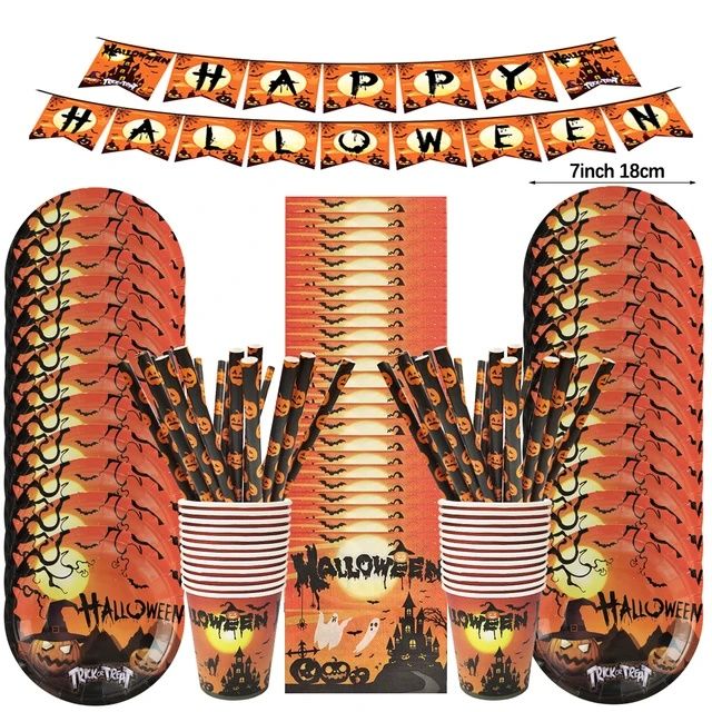 Zestaw naczyń jednorazowych Halloween