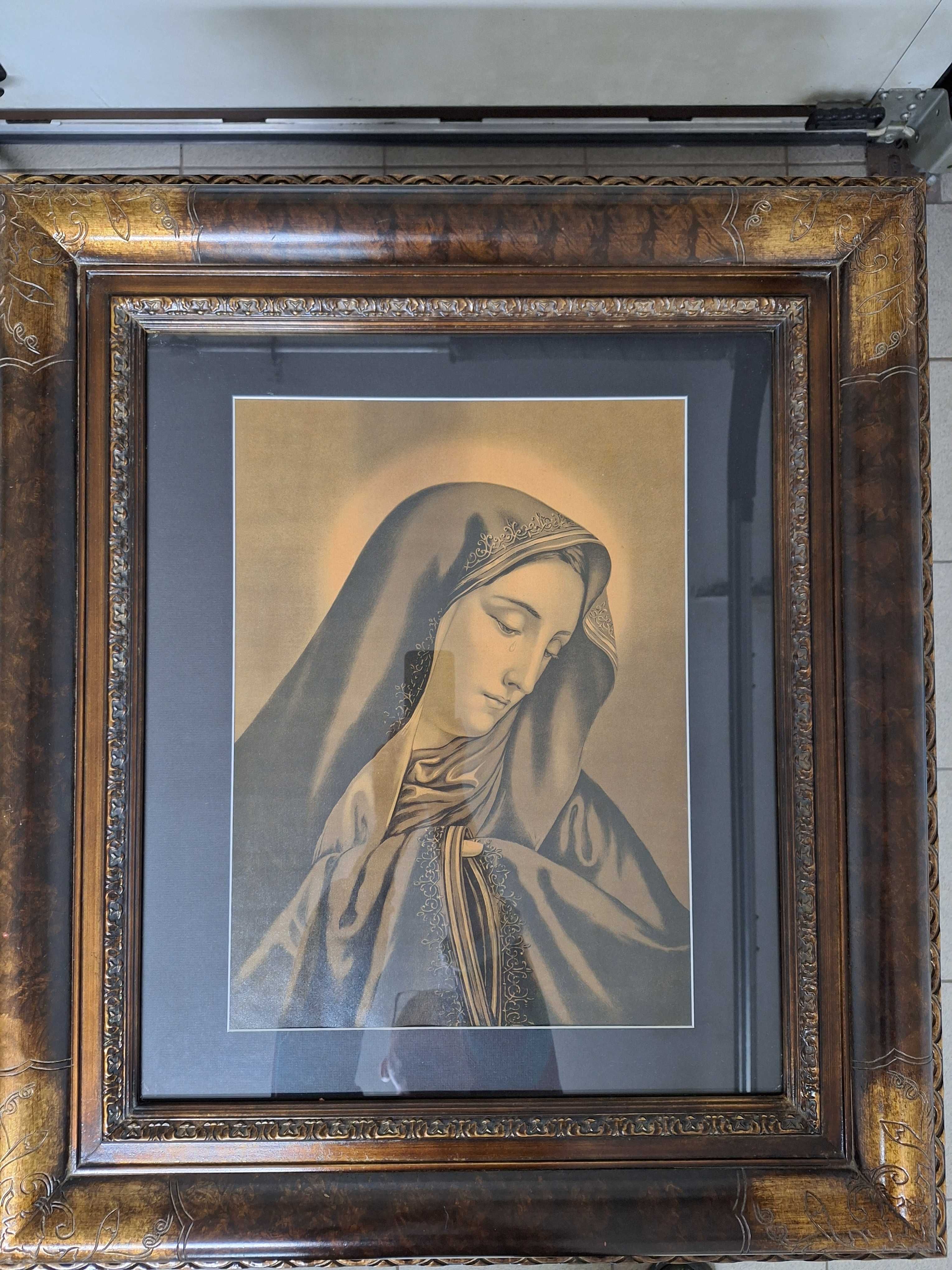 Obrazy 2 sztuki w nowych ramach oleodruk Matka Boska i Jezus 74 ×84 cm
