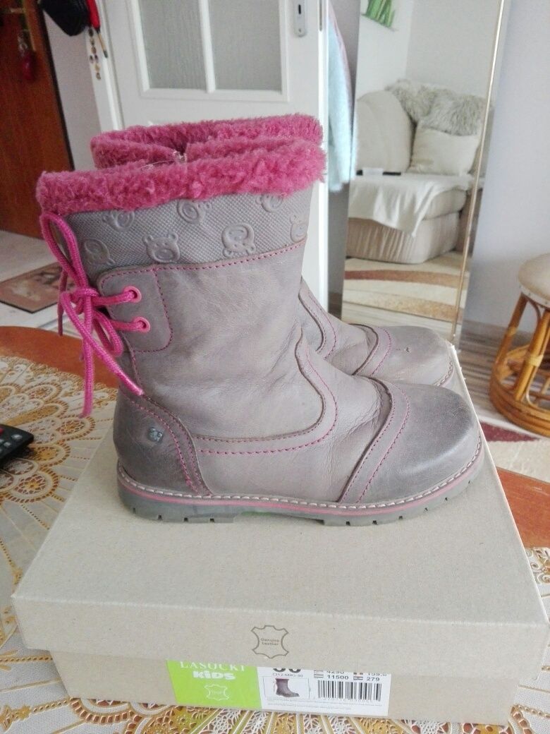 Kozaki zimowe lasocki skóra 30