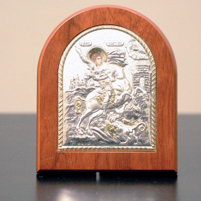 Икона "Святой Георгий Победоносец" в серебряном (925° проба) окладе