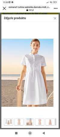 Piękna sukienka biała letnia bawełna koszulowa L Esmara