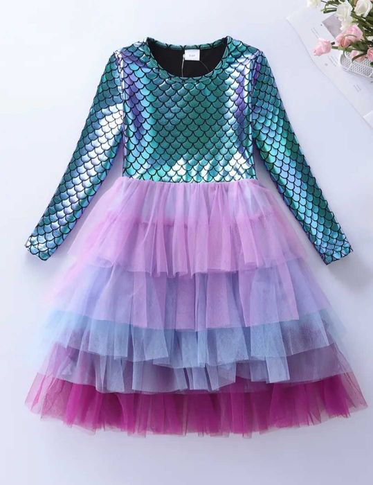 Śliczna sukienka Syrenka Ariel, r. 116/122 tiul wesele urodziny bal