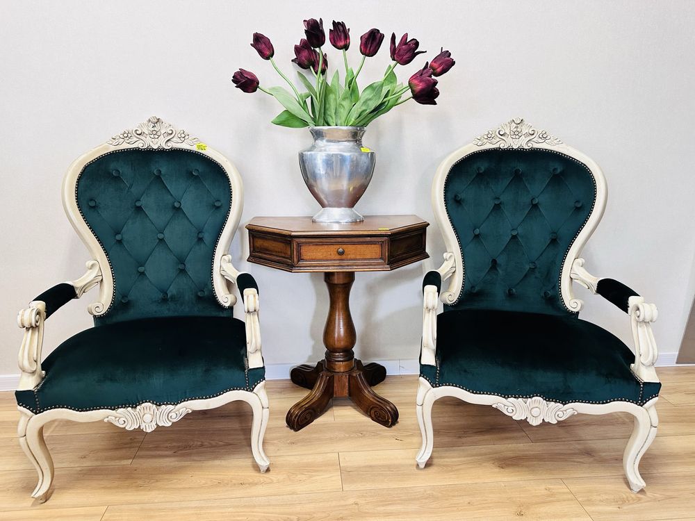 Eleganckie i efektowne 2 FOTELE LUDWIKOWSKIE w nowej tkaninie :)