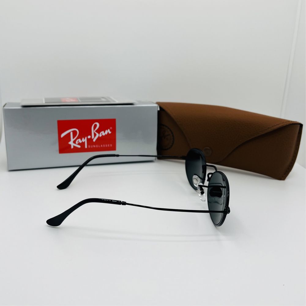 Солнцезащитные овальные очки Ray Ban Oval 3547 Black-Black 50мм стекло