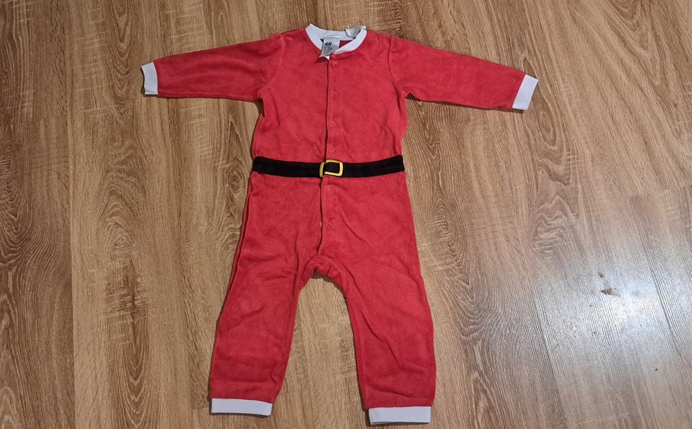 Pajacyk, piżamka świąteczna, kombinezon, Hm, 86, strój mikołaja