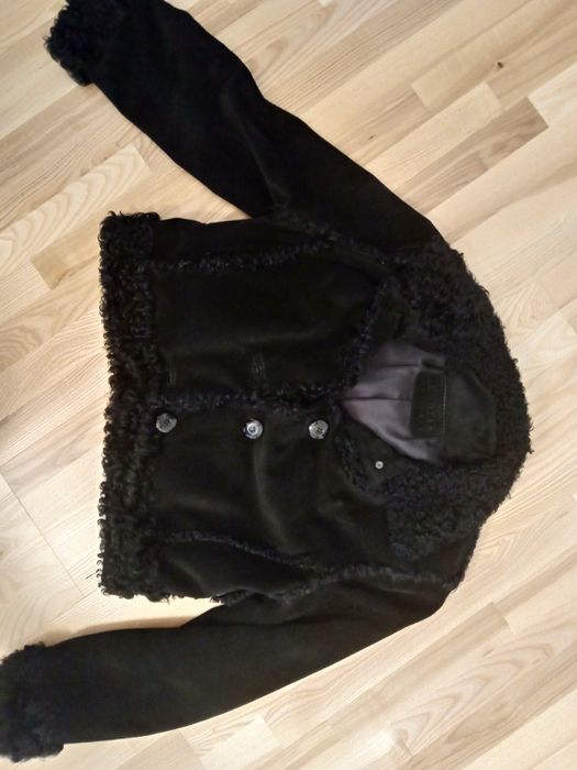 Krótki kożuszek skóra naturalna zamsz