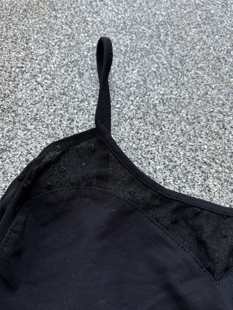 Bershka czarne dopasowane body tiul siateczka serca serduszka sexy S