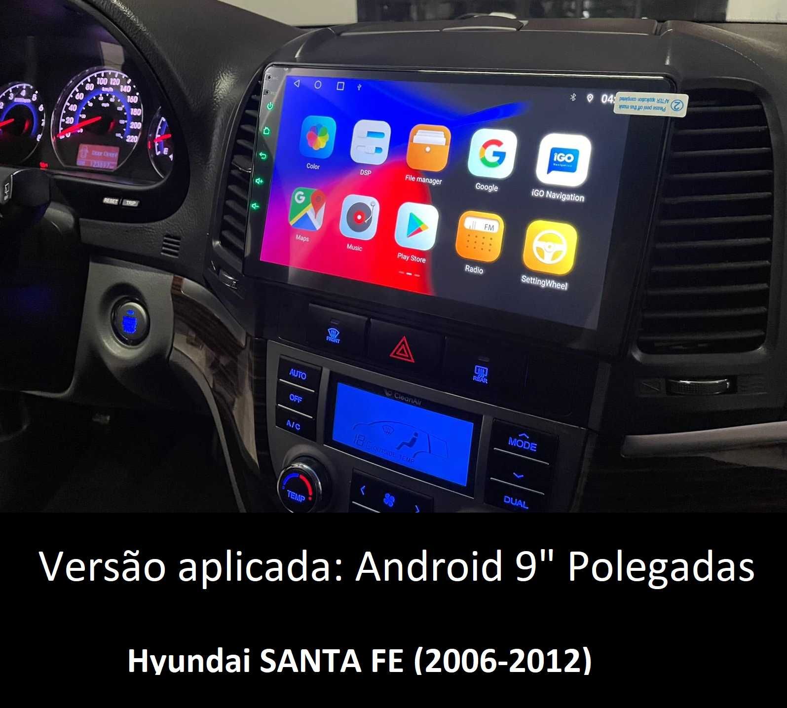 (NOVO) Rádio 2DIN 9" • Hyundai SANTA FE (2000 a 2012) Android [4+32GB]