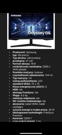 Zakrzywiony monitor  dla graczy 144hz 27 cali 2k