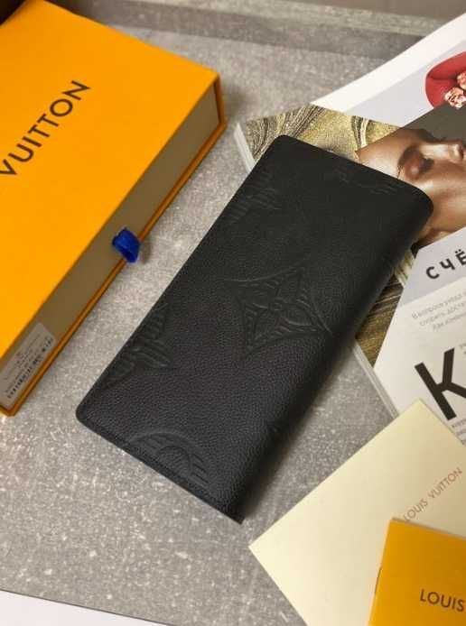 Кожаный органайзер Louis Vuitton черный кошелек Луи Виттон клатч k407