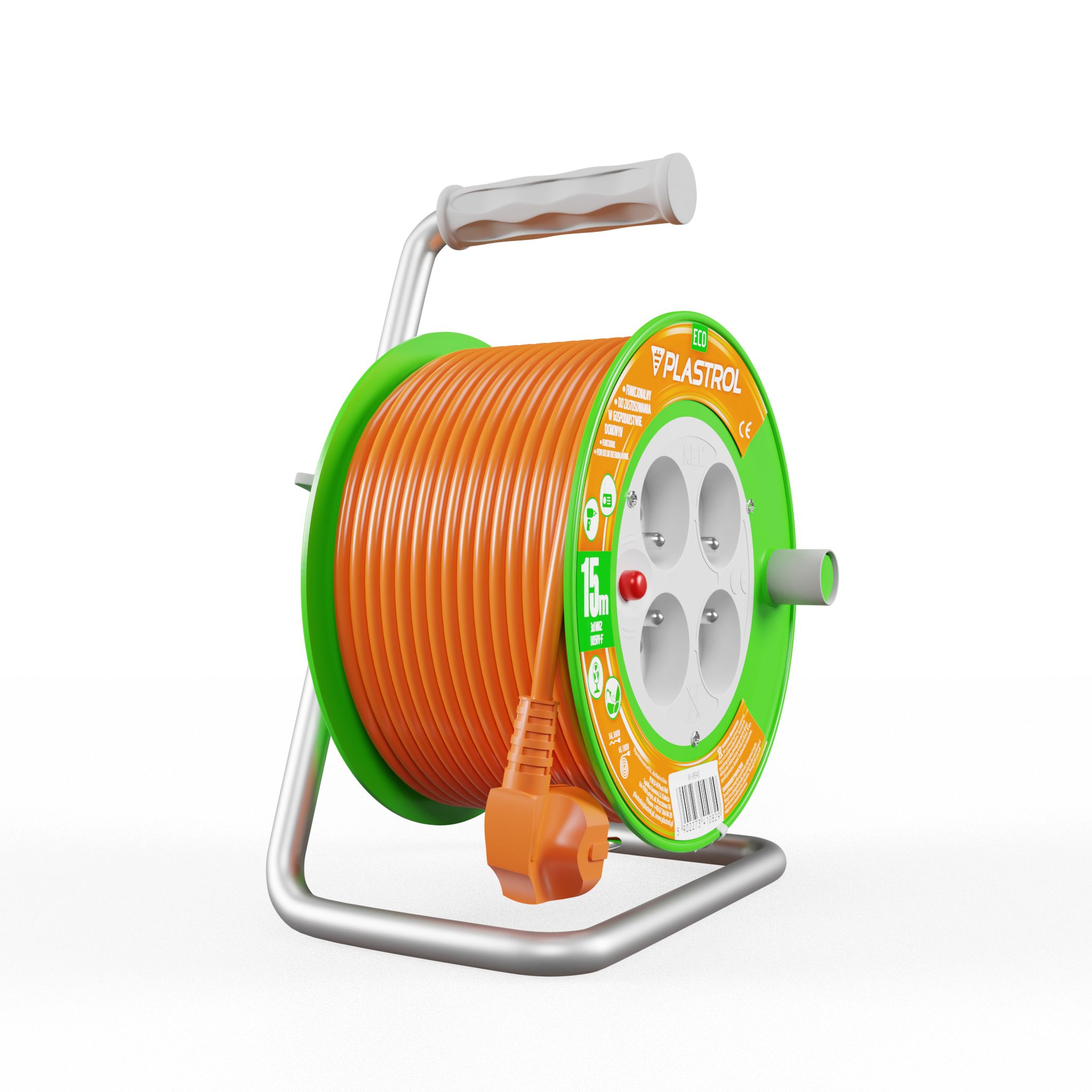 Przedłużacz bębnowy Eco PB-ST/M/15M/3X1/H05VV-F pomarańczowy PLASTROL