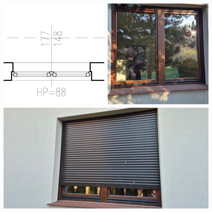 Okna drewniane z roletami. drewniane do demontażu lub po Wrocław orzec