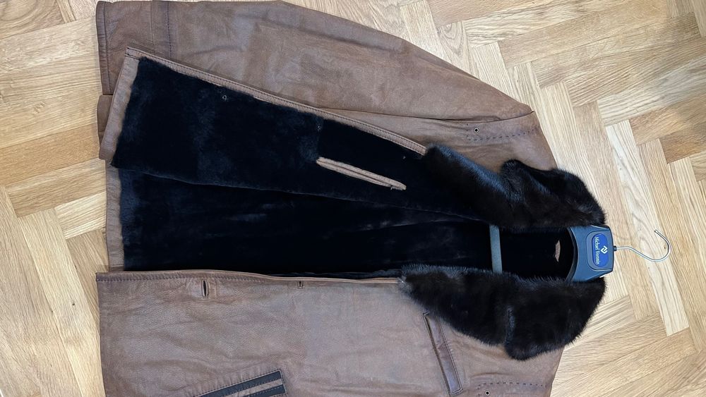 Дубленка мужская натуральная с норковым воротником