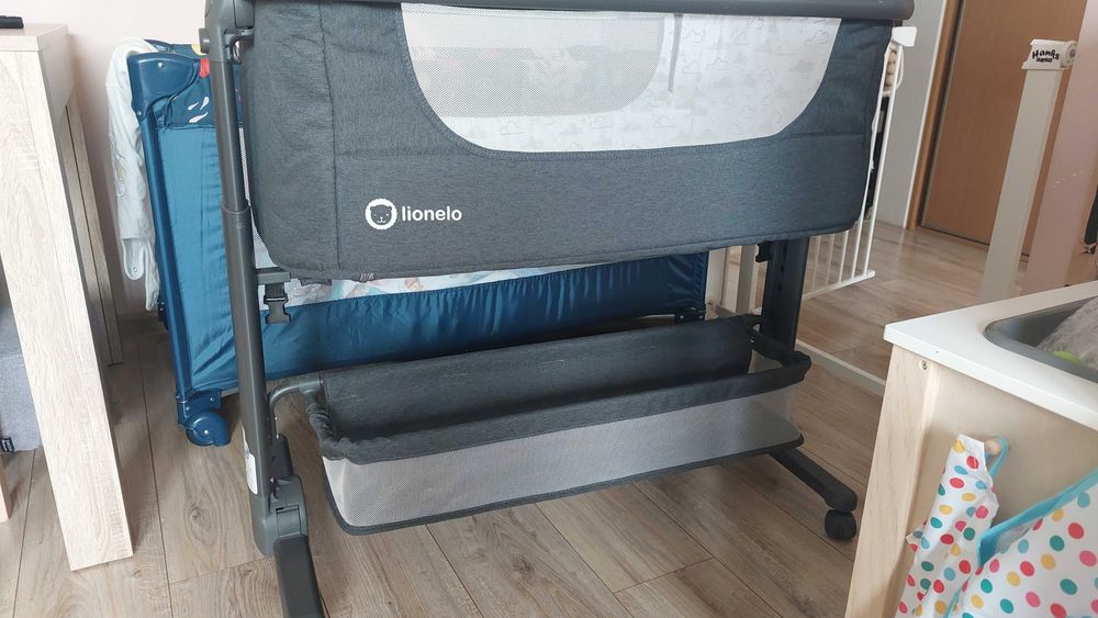 Lionelo Timon - Łóżeczko dostawne + materac + podkłady + prześcieradła