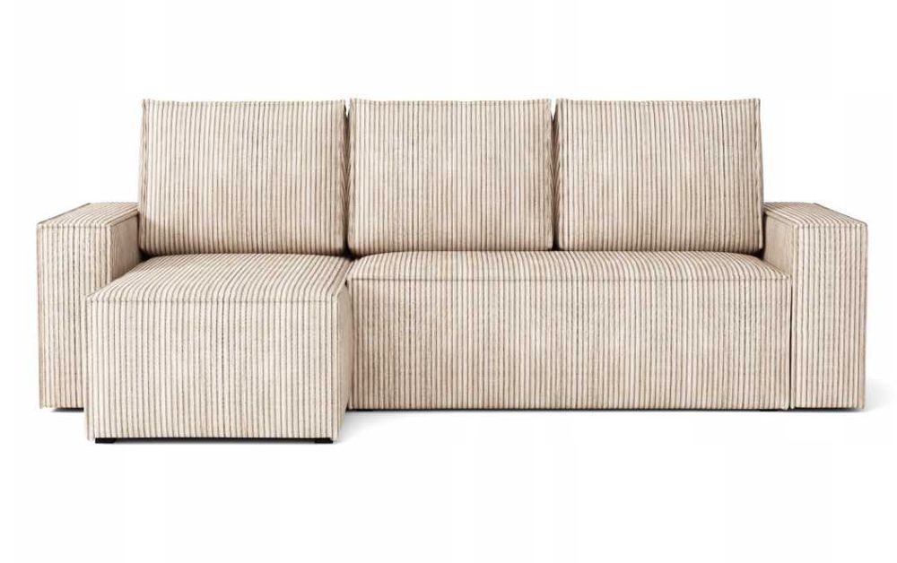 Narożnik Rozkładany Sztruks Rogówka z Funkcją Spania Pościel Kanapa