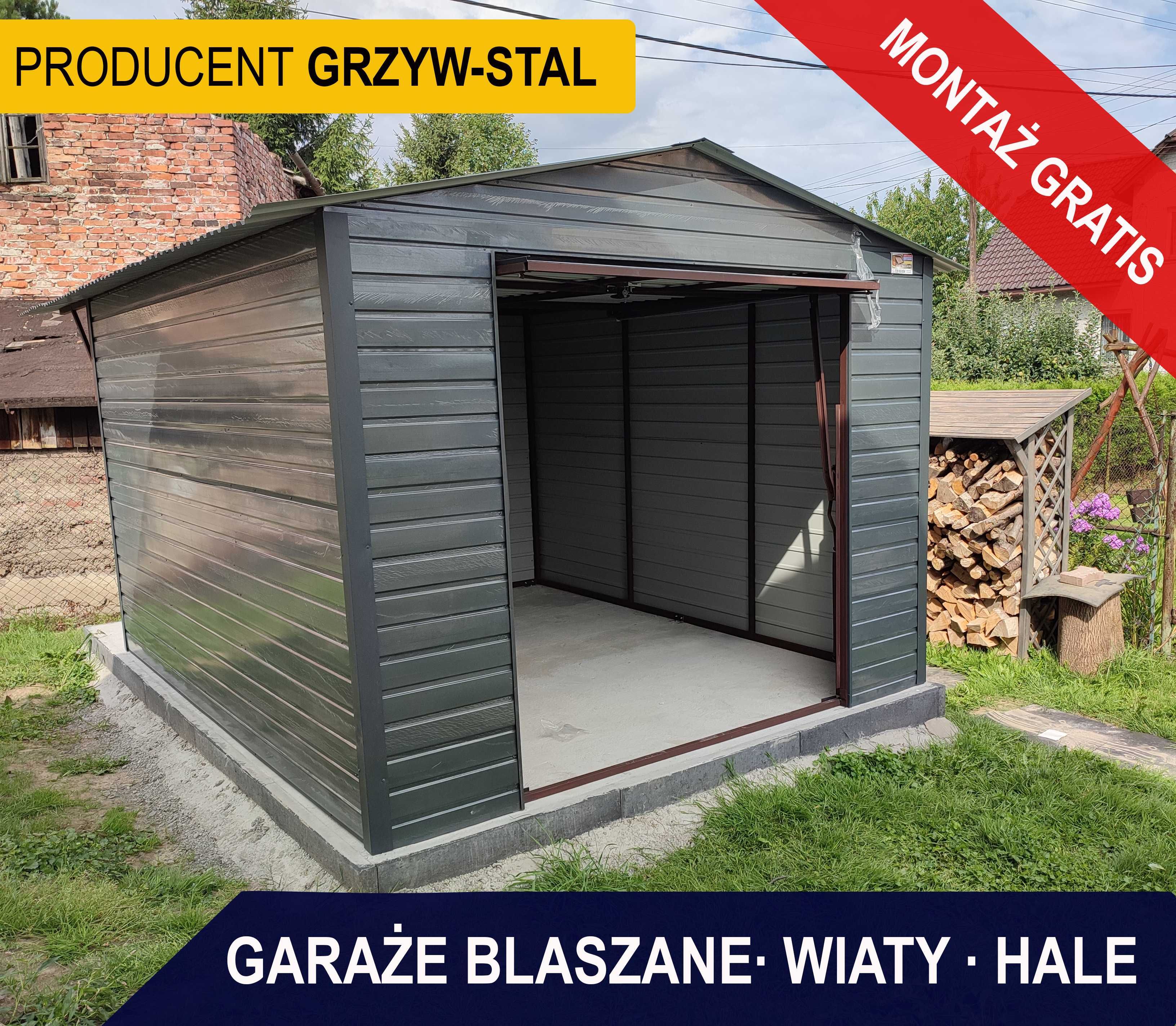 Mały Garaż Blaszany w kolorze Grafit / Magazyn Gospodarczy - GrzywStal