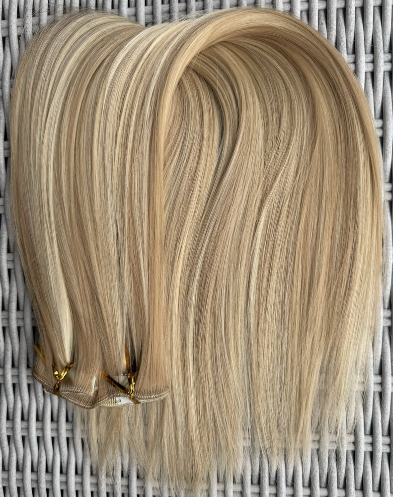 Premium Ultra blond pasemka ( ciepłe odcienie )włosy doczepiane clipin